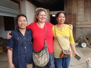 Two of Maren's good friends: Phout on the left, and Souksakone on the right. Both are leading textile weavers, dyers and designers in Houaphon Province